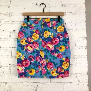 Vintage Paris Blues Floral Mini Skirt